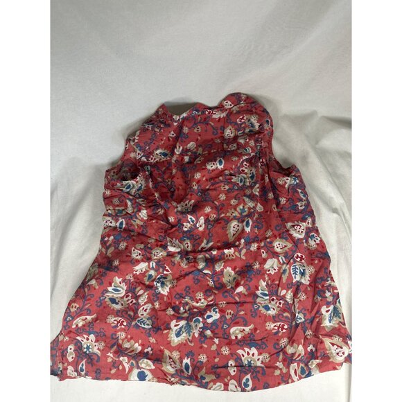 Charter Club Womens Red Floral Sleeveless Top Button Ruched Size 18W Cottage - Picture 5 of 5
